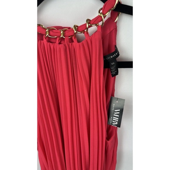 WHBM White House Black Market Pleated Chain Detail Halter Dress Size XS NWT - Picture 4 of 6